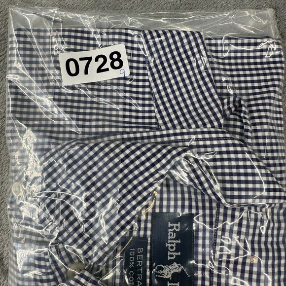 Polo Ralph Lauren Button-Down Shirt Men's Large Blue Plaid Bertrand Preppy‎ Pony - Picture 7 of 7
